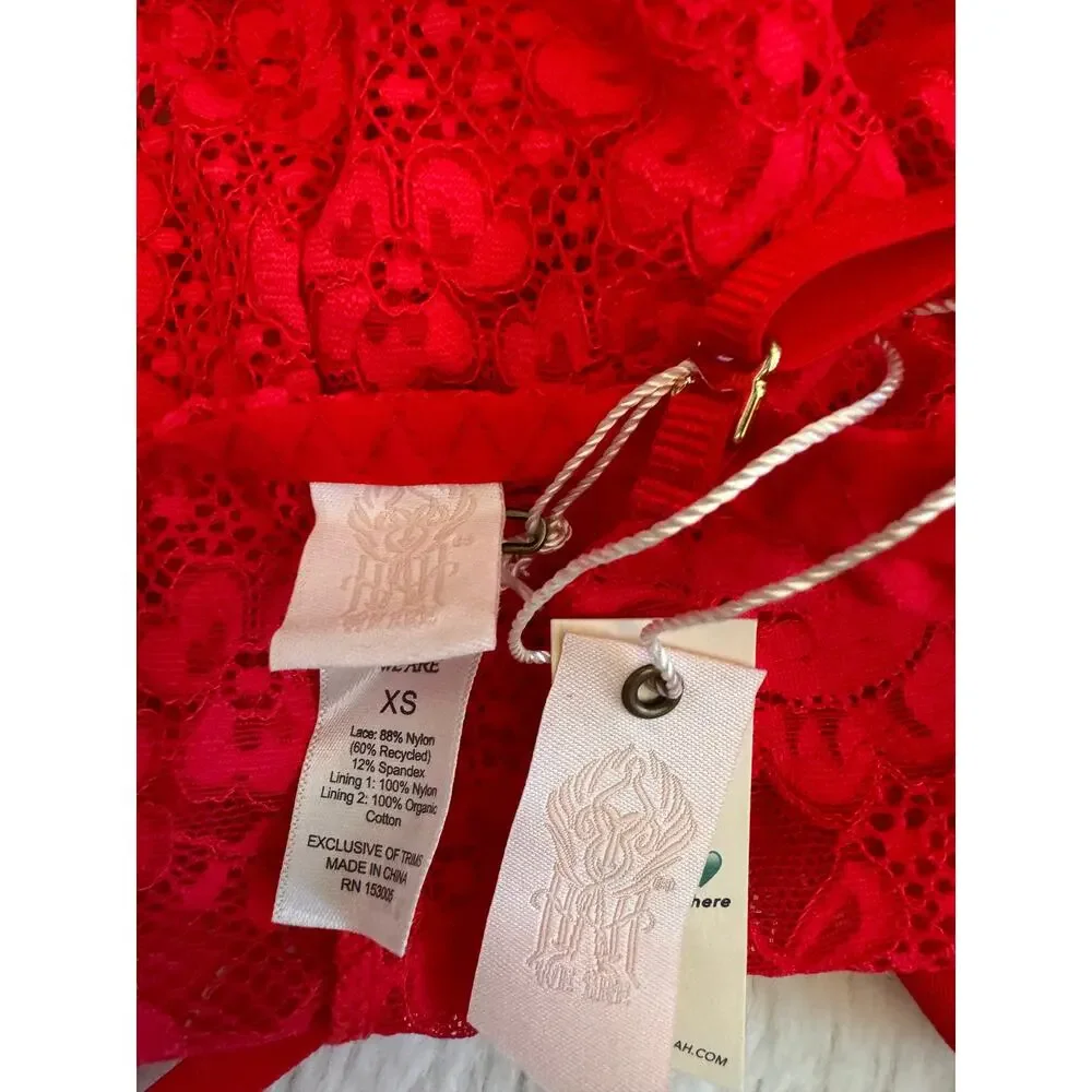 We Are HaH X FREE PEOPLE Siren Red Lace Bodysuit SIREN RED XS